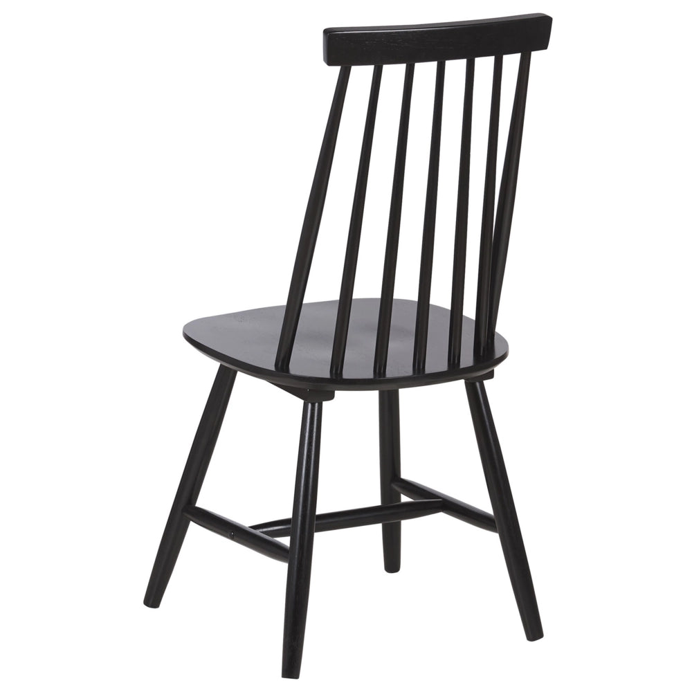 Set di 2 sedie da pranzo Sedia da cucina con schienale in legno massello Nero