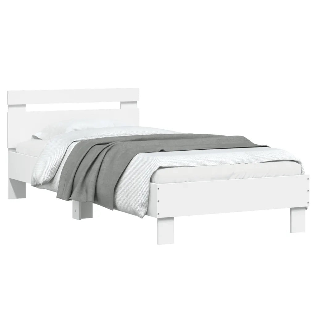 Giroletto con Testiera e LED-Struttura letto con testiera Bianco 90x190 cm