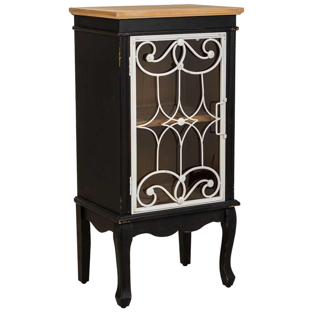 Vetrina in legno nero e metallo 50x36x100,5h