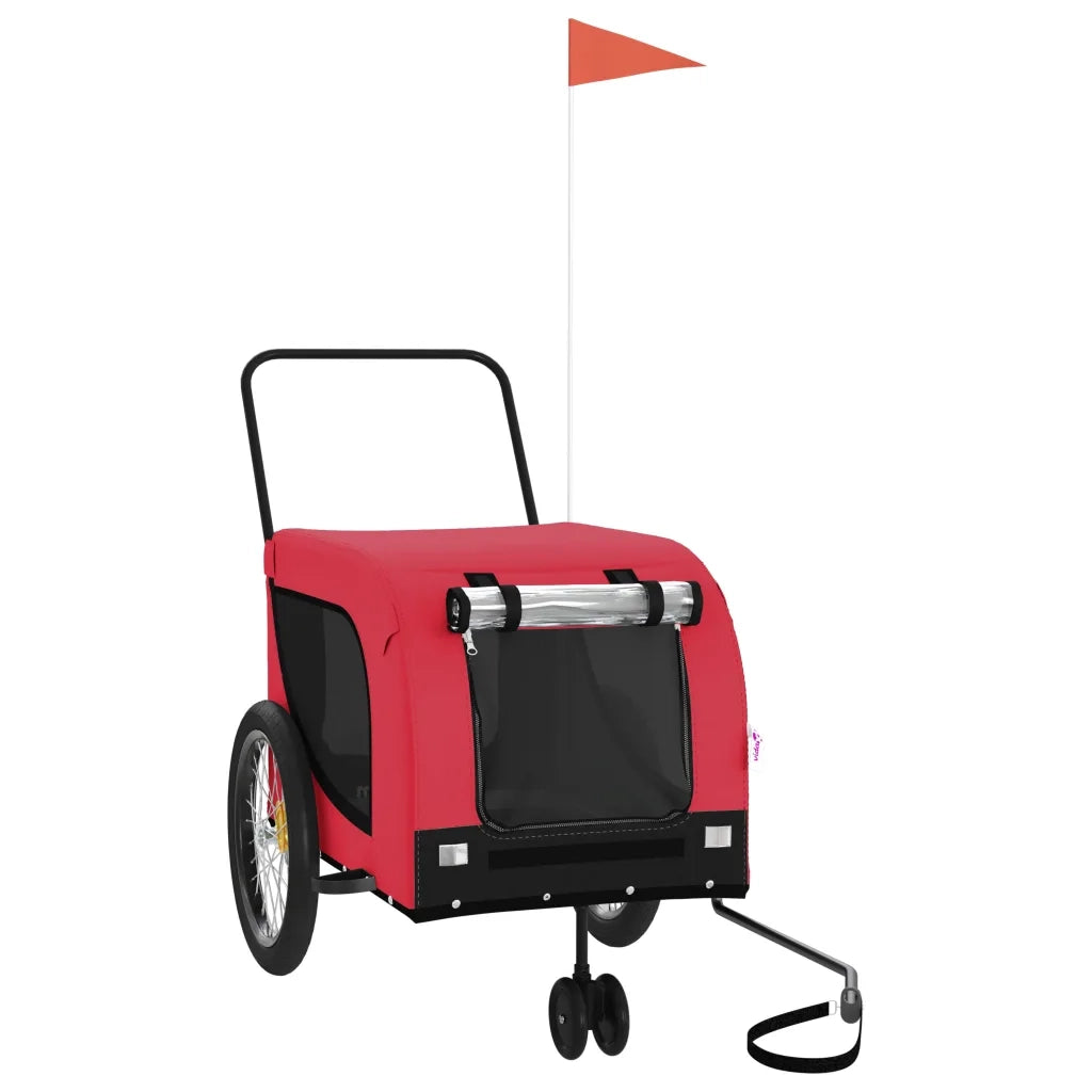 Rimorchio da Bici per Animali Rosso e Nero Oxford e Ferro CFW4413518