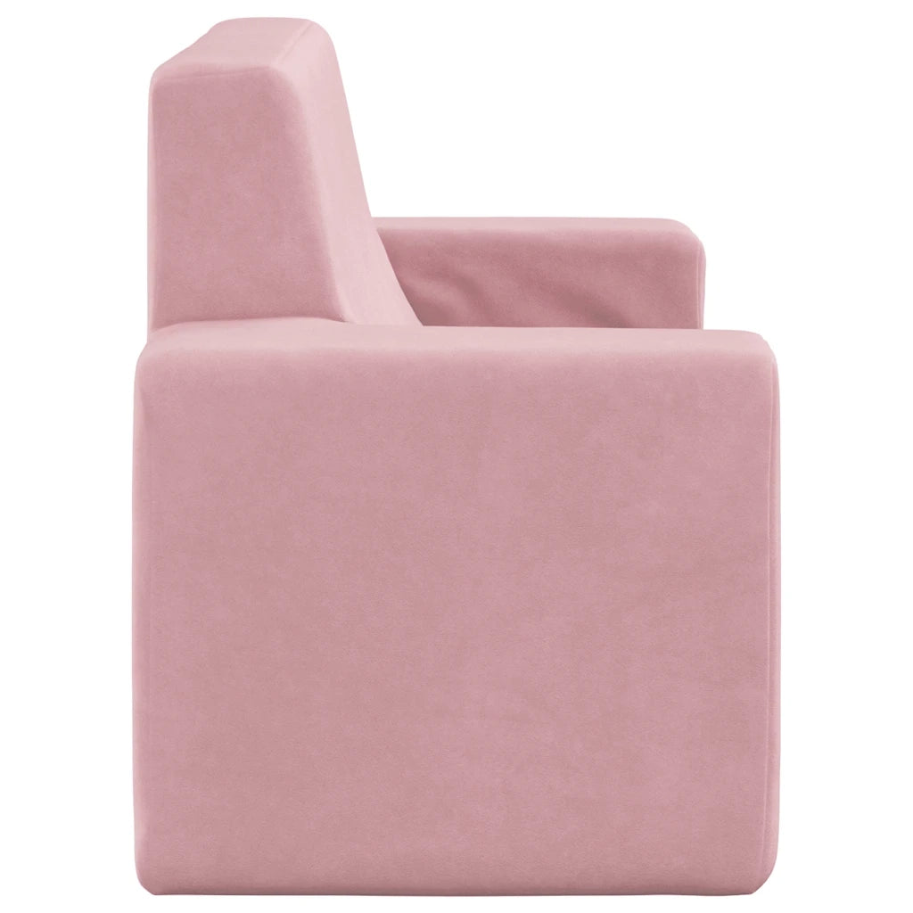 Divano per Bambini 2 Posti Rosa in Morbido Peluche