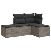 Set Divani da Giardino 4 pz | Set Salotto da Giardino con Cuscini in Polyrattan Grigio