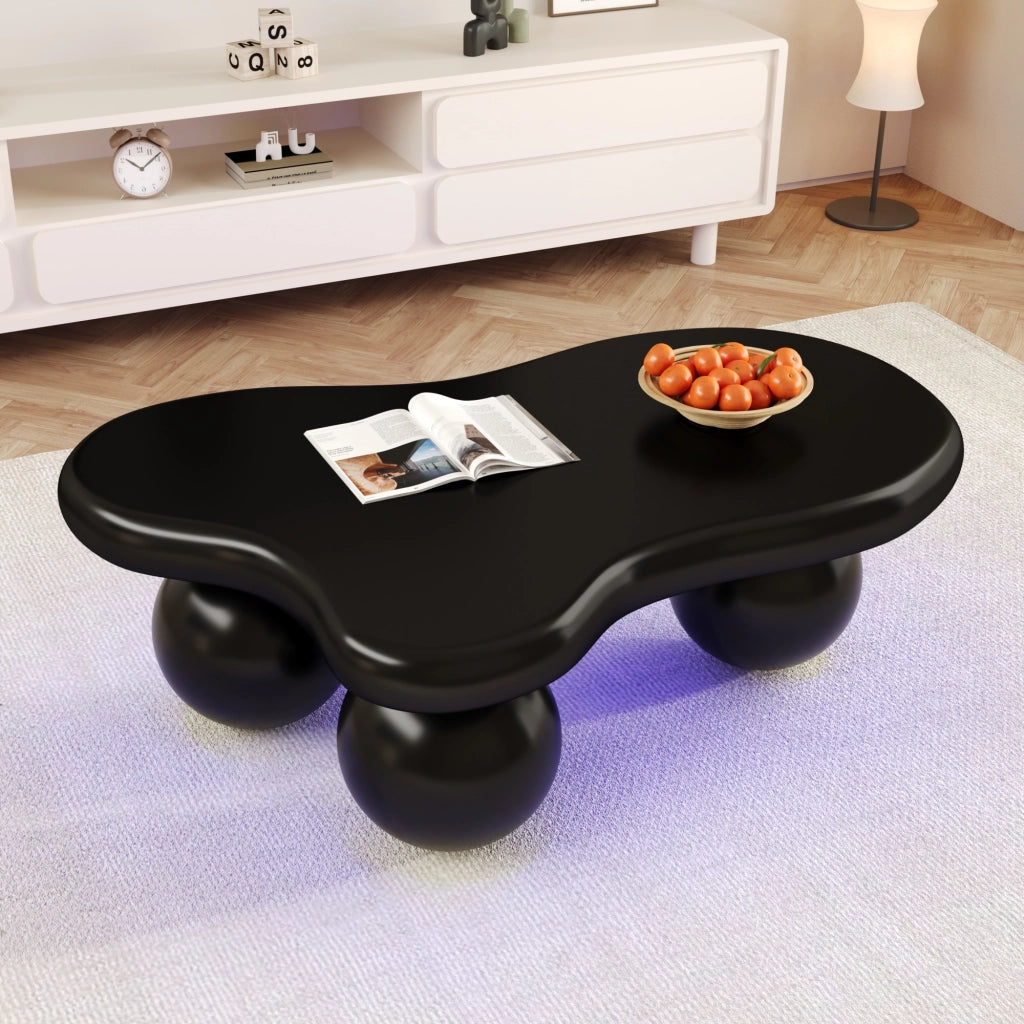 TAVOLINO da caffè 95x62,5x32 cm Nero in MDF con LED 16 colori