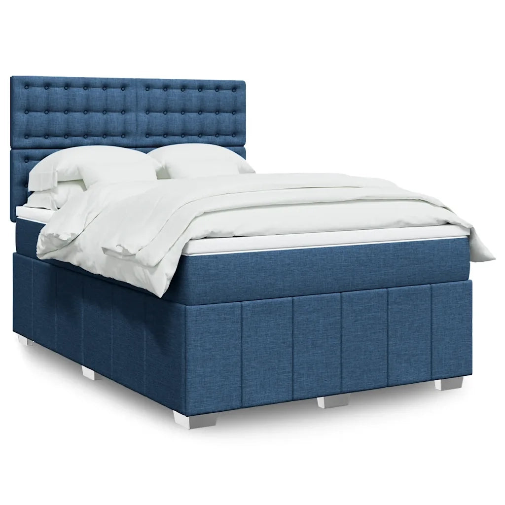 vidaXL Giroletto a Molle con Materasso Blu 140x190 cm in Tessuto