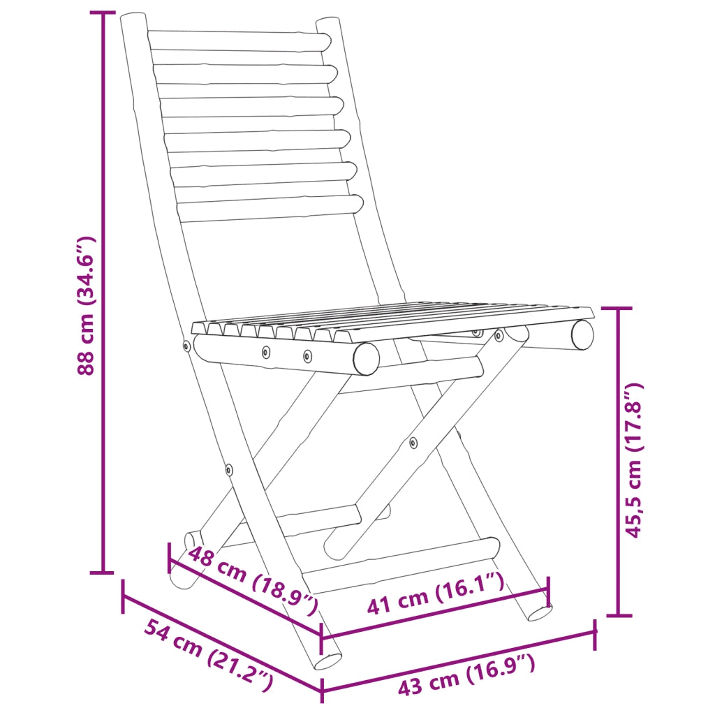 Sedie da Giardino Pieghevoli 4 pz 43x54x88 cm in Bambù 3278518
