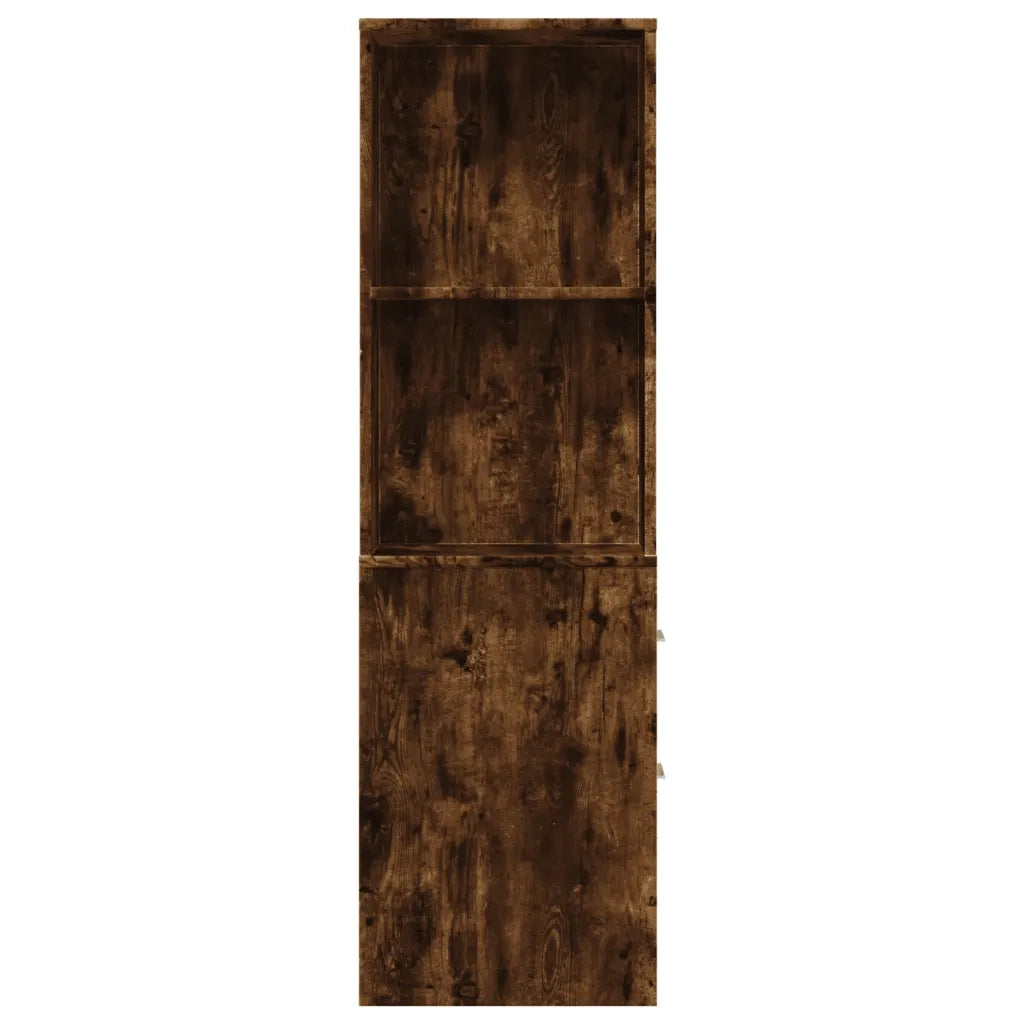 Armadietto da Bagno Stretto con Ruote Rovere Fumo in Truciolato