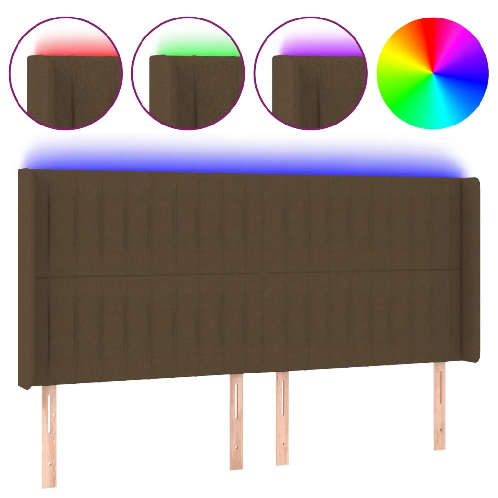 Testiera a LED Marrone Scuro 203x16x118/128 cm in Tessuto cod mxl 33365