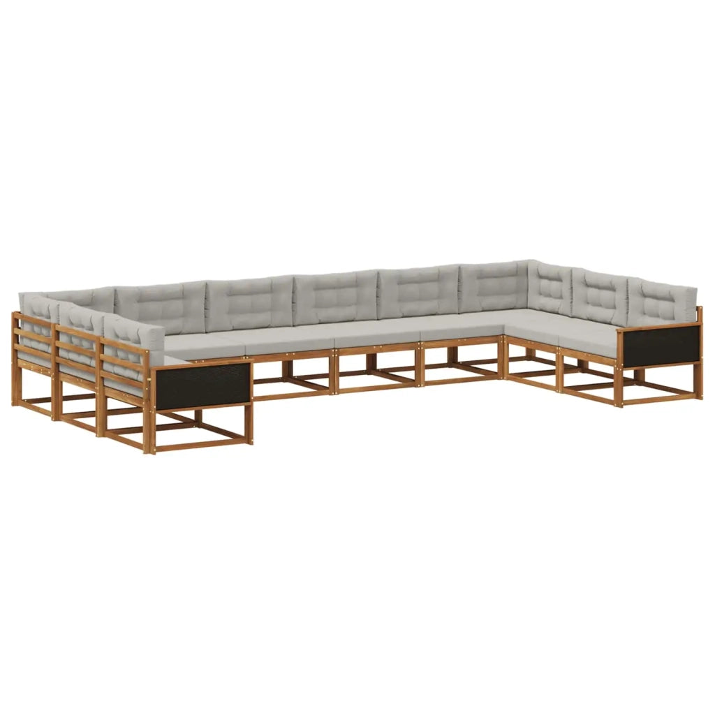 Set di divani da esterno 10 pcs Naturale e Grigio Chiaro 3382914