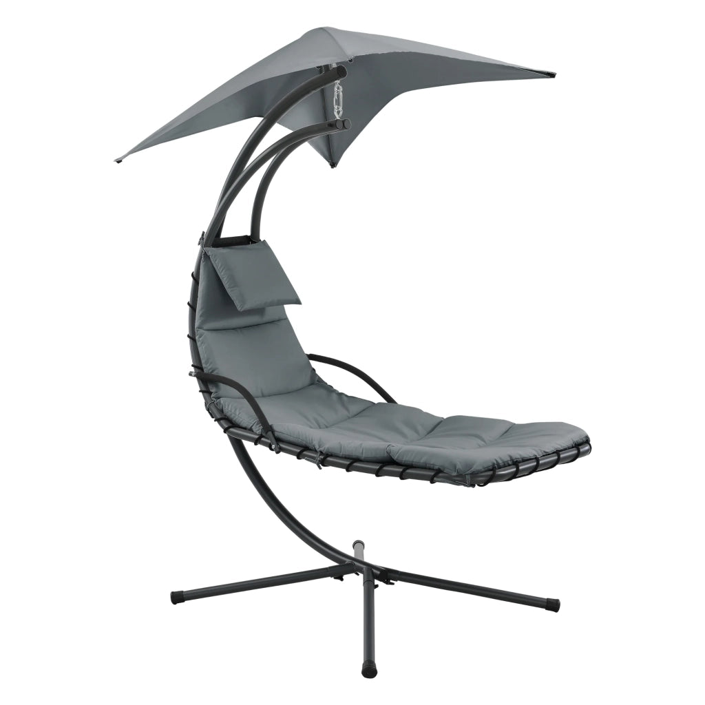 Lettino prendisole sospeso con supporto 166 x 116 x 210 cm nero/grigio 03_0006399