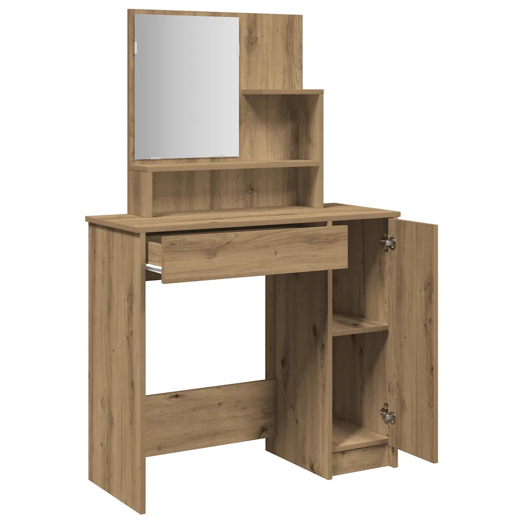vidaXL Toeletta con Specchio Rovere Artigianale 86,5x35x136 cm
