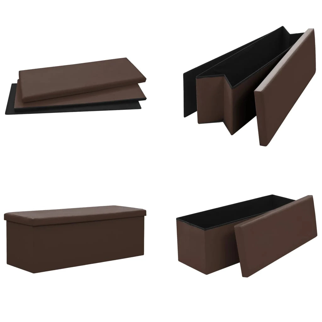 Panca contenitore pieghevole 110 x 38 x 38 cm PVC marrone 02_0010841