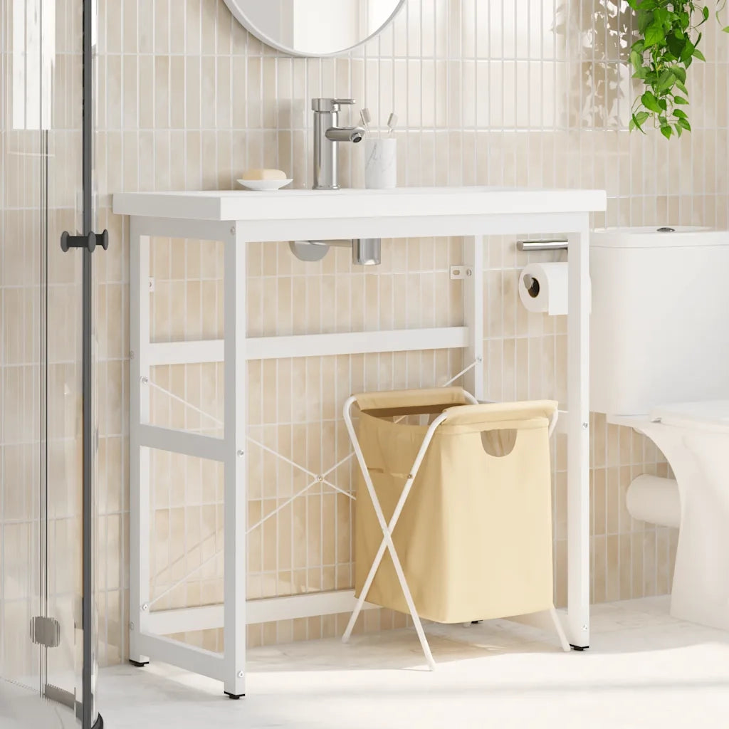 Struttura per Lavabo da Bagno-Supporti per Lavandino Bianca 79x38x83 cm in Ferro 490827