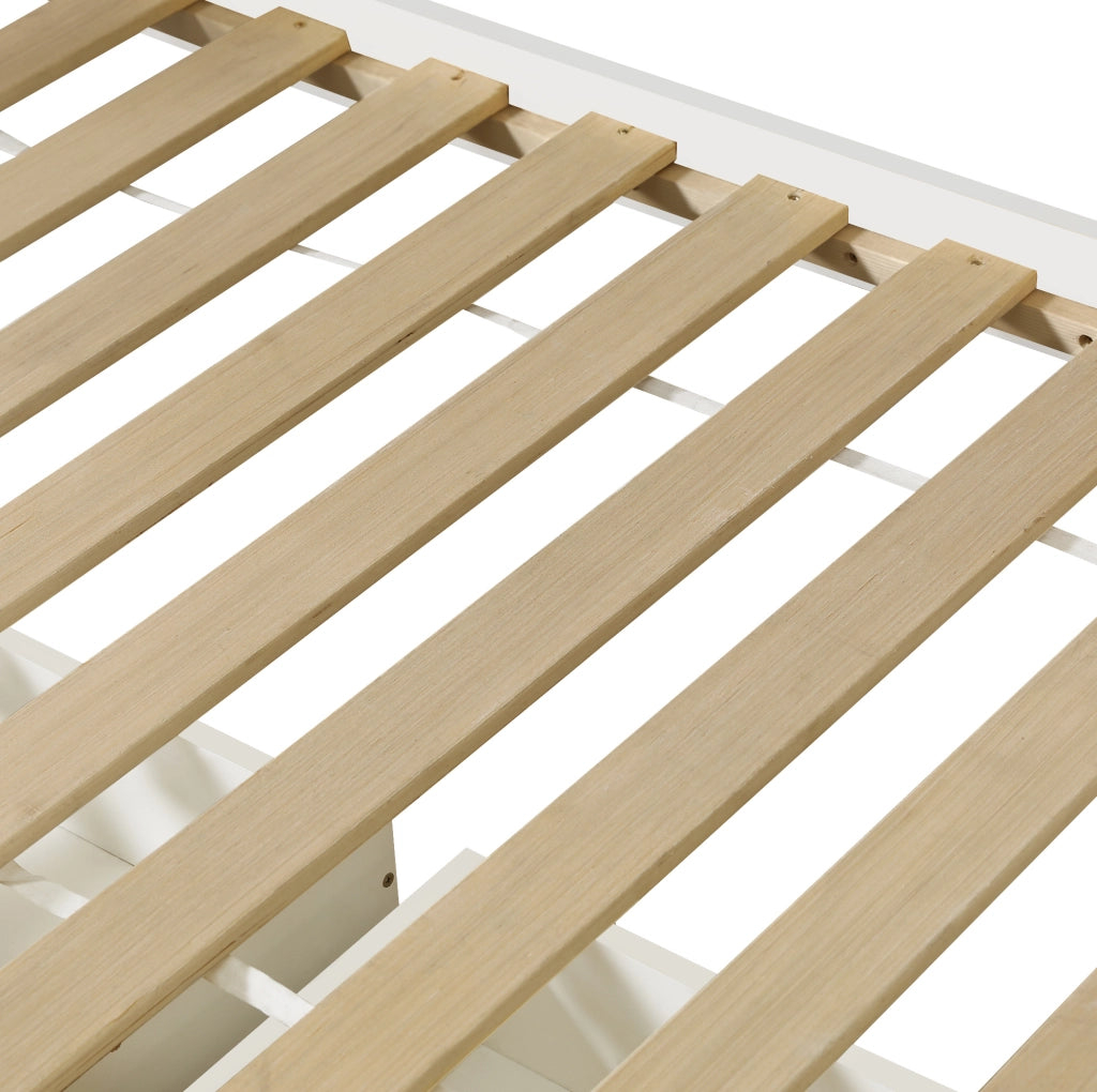 Letto a castello per bambini 90x200 cm con scala contenitore e 2 cassetti bianco HAVRYA