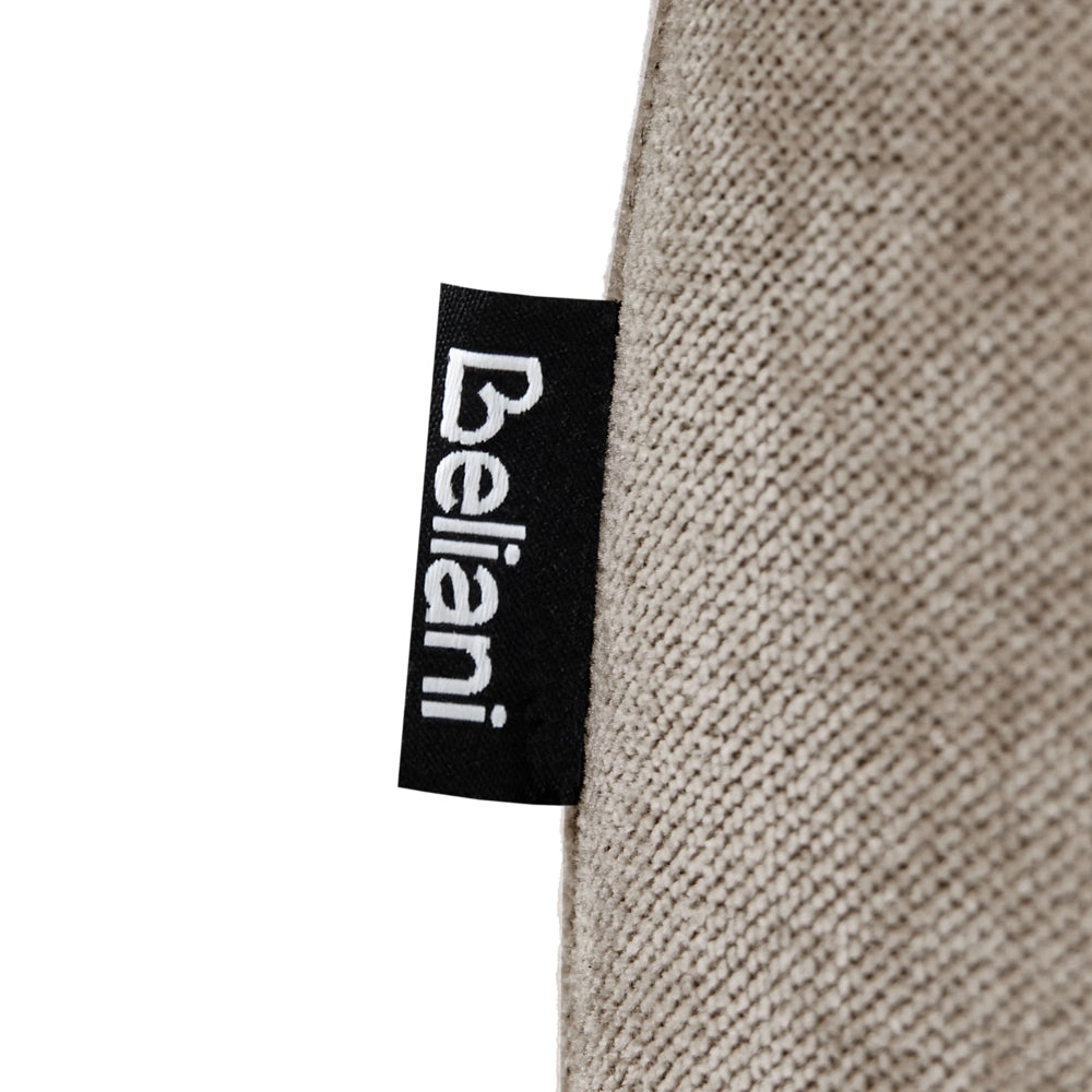 Pouf ottomano rettangolare imbottito in tessuto beige, modulo divano con gambe in legno, moderno, monoposto