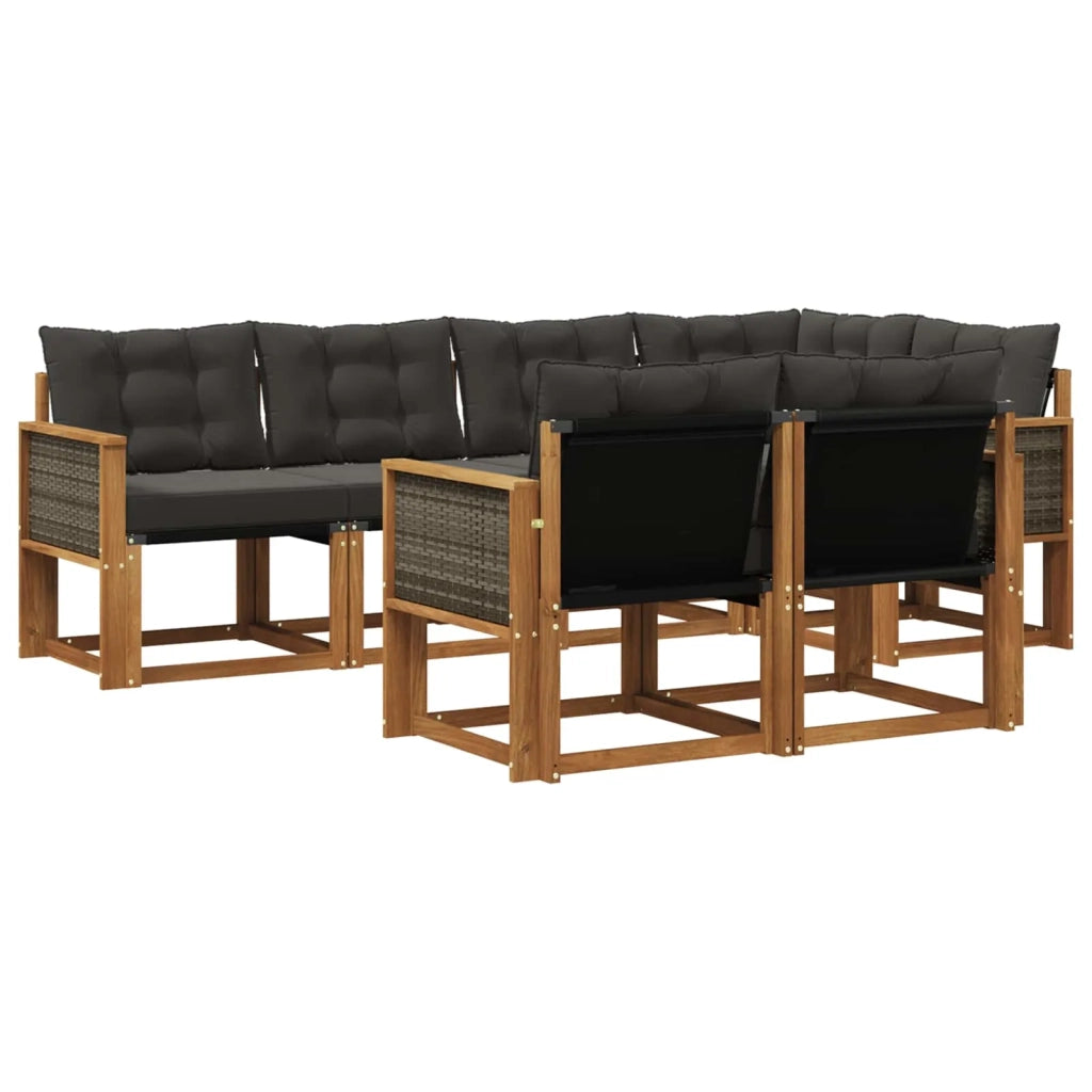 Set di divani da esterno 7 pz Naturale e Nero 3382012