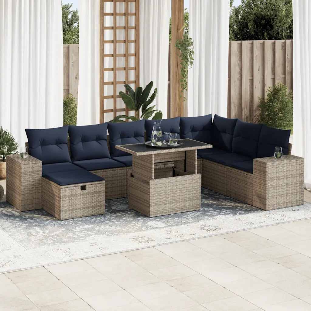 Set Divani Giardino 9 pz con Cuscini Marrone Polyrattan Acacia 3327961
