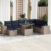 Set Divani Giardino 9 pz con Cuscini Marrone Polyrattan Acacia 3327961