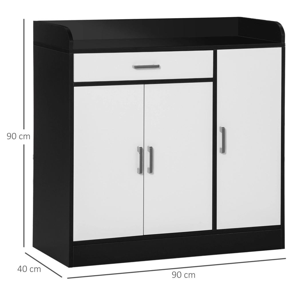Mobiletto da Cucina Moderno con 2 Ante, Cassetto e Ripiani ¨C zephmum ¨C Bianco, MDF, 90x40x90 cm