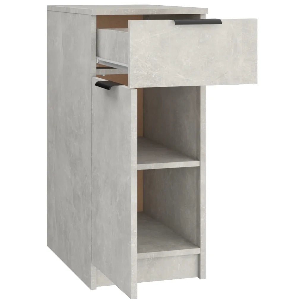 Mobile da ufficio minimalista dal design senza tempo con cassetto 33,5 x 50 x 75 cm realizzato in legno composito grigio cemento 02_0048011