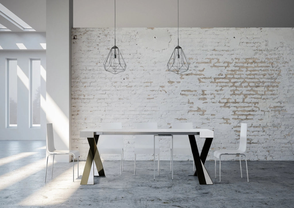 Consolle allungabile 90x40/300 cm Diagis Bianco Frassino telaio Antracite