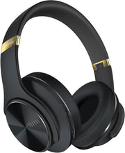 Cuffie Bluetooth over-ear fino a 90 ore di durata, senza fili con 3 modalità EQ, Driver 40 mm, guanciali in memoria di forma e microfono anti-rumore per Smartphone/PC/TV (Nero- Oro)