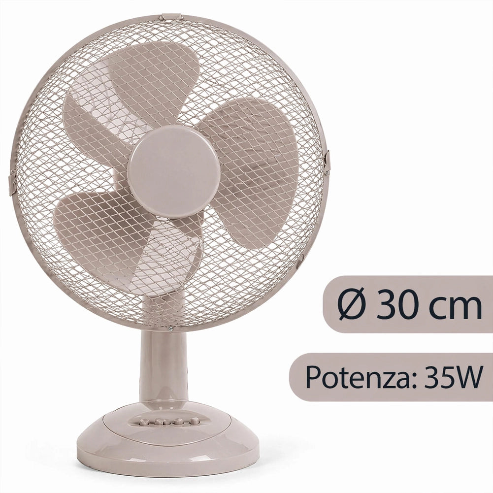 Ventilatore da Tavolo Diametro 30cm Potenza 35W Sabbia 3 Velocità Silenzioso