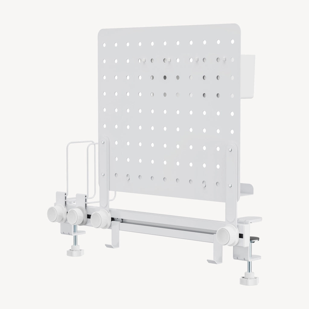 Organizzatore da Scrivania Sauda con Pegboard Pannello Forato 50 x 50 cm - Bianco [en.casa]