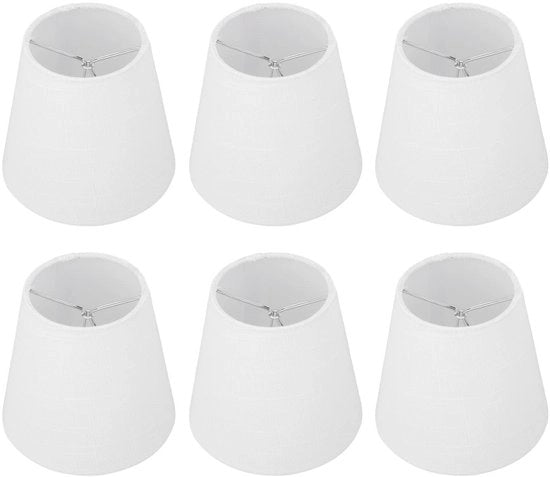 Lampenkap in Stoffa Bianca - Moderna e Minimalista Lampenkap - Adatta per Candelabro e Tavolo - Perfetta Perforazione - 6 Pezzi
