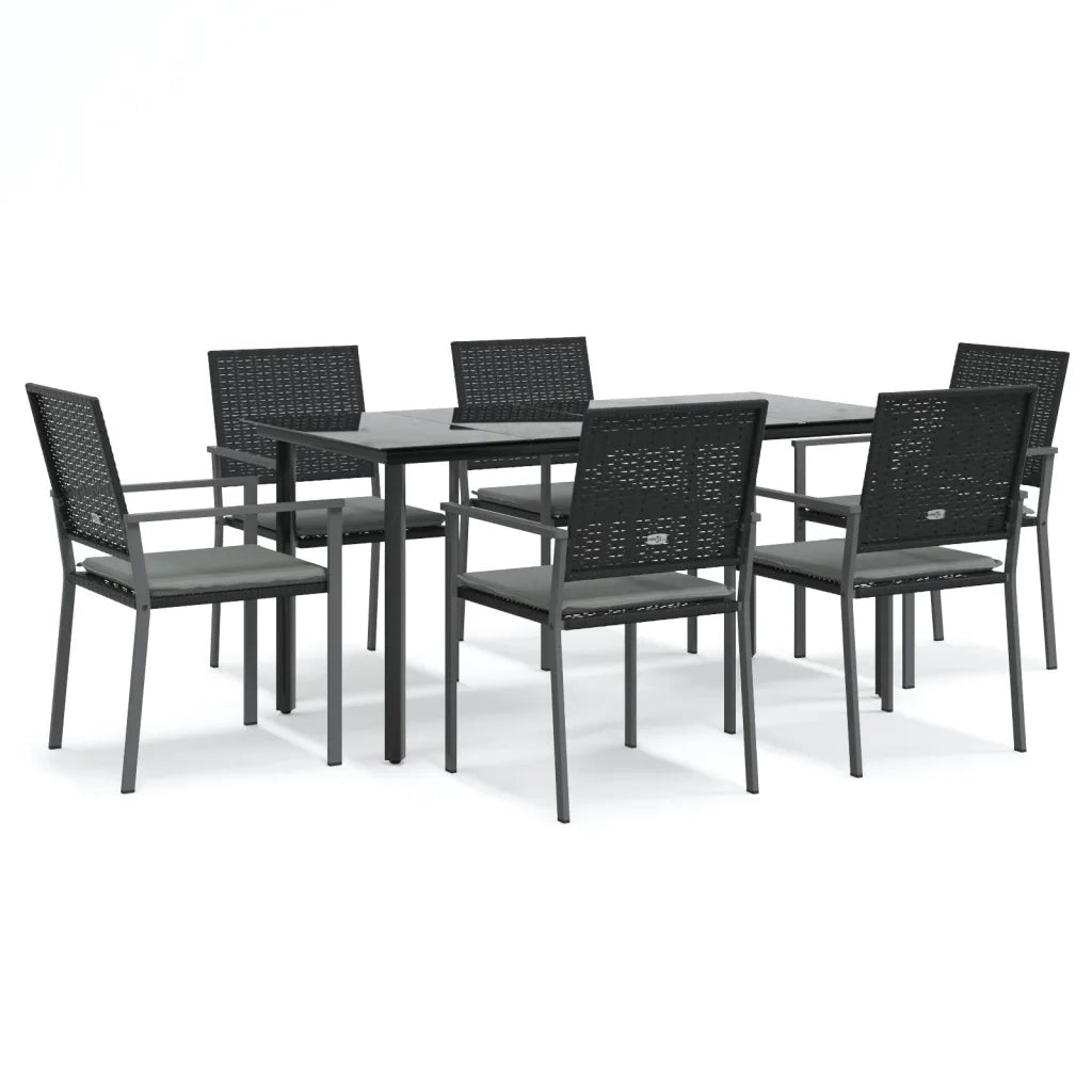 Set Pranzo da Giardino 7 pz con Cuscini in Polyrattan e Acciaio 3187026