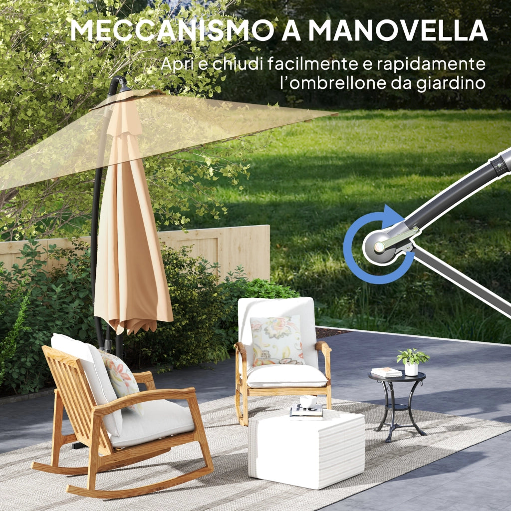Ombrellone da Giardino ?3 m ¨C zephmum ¨C Metallo, Poliestere, Cachi