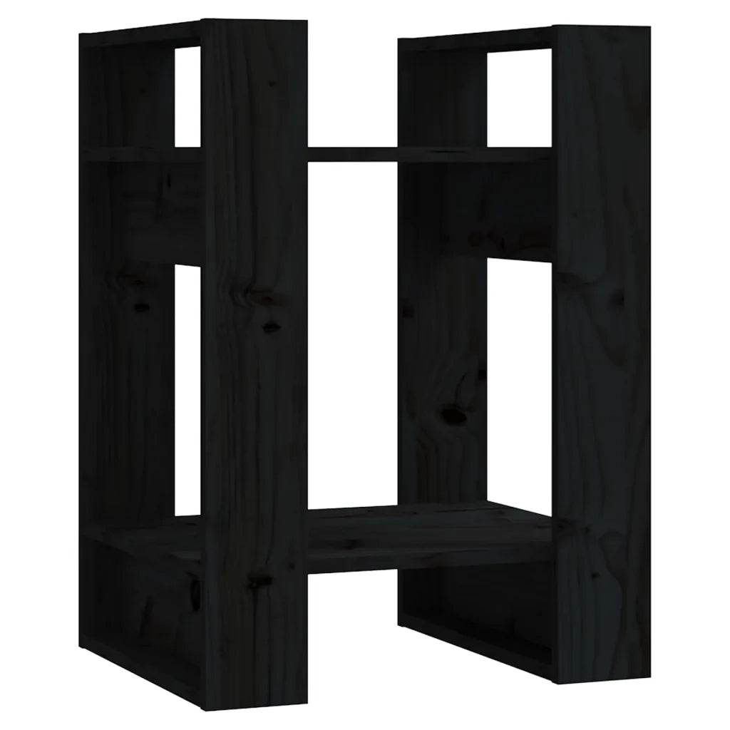 Libreria/Divisorio Nero 41x35x57 cm in Legno Massello di Pino 813858
