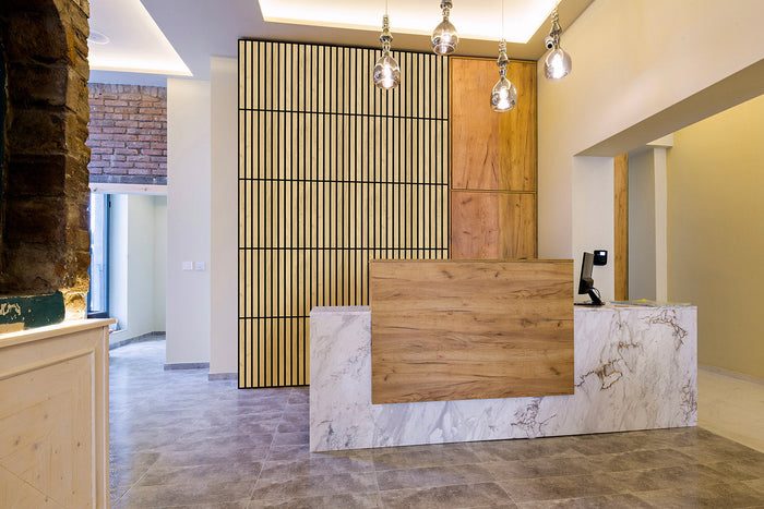 Set 10 Pannelli Decorativi Fonoassorbenti 58x58 cm in MDF Decoro B Verticale Noce Asia