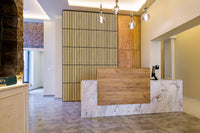 Set 10 Pannelli Decorativi Fonoassorbenti 58x58 cm in MDF Decoro D Obliquo Doppio Noce Asia