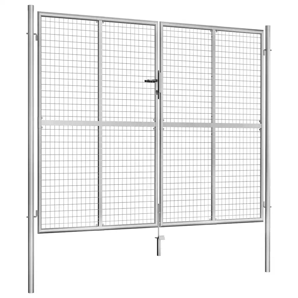 Cancello da Giardino in Acciaio Zincato 300x200 cm Argento 144766