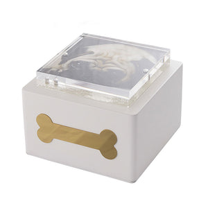 Urna Cineraria in Legno con Portafoto Magnetico per Animali 15x15x20cm GMF Osso Bianco