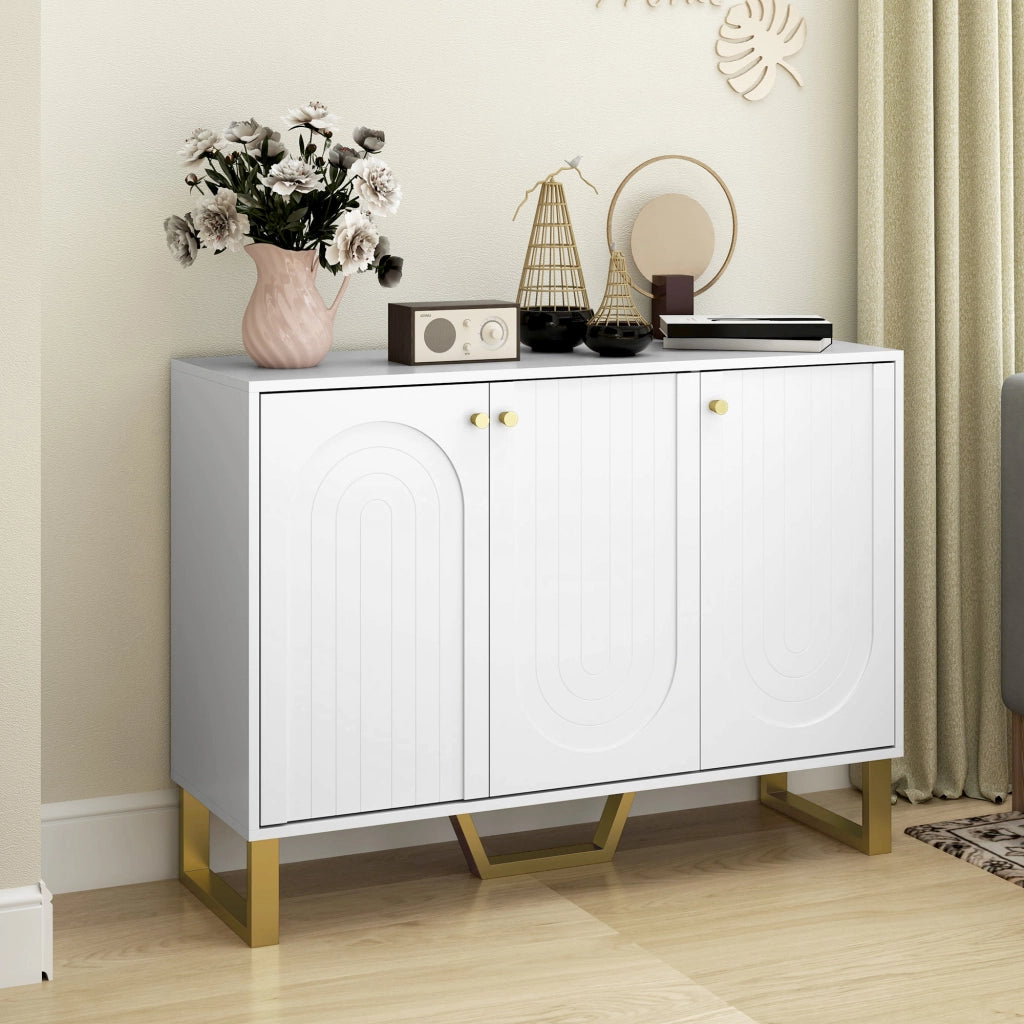 Mobile Credenza Ingresso ¨C Xylo ¨C Bianco con Ante e Ripiani Regolabili 106,5x35x77,5 cm