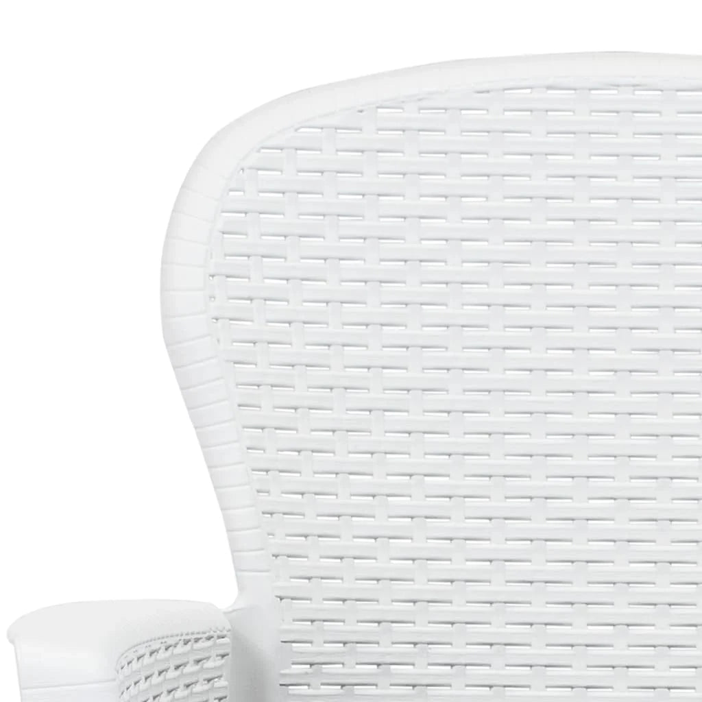 Set da pranzo da esterno 7 pezzi in plastica bianca effetto rattan 02_0014511