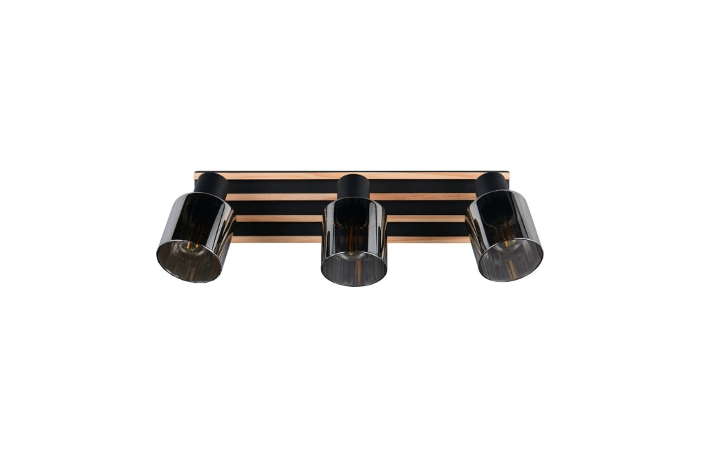 Faretto soffitto TRAVIA 3 luci nero legno E14