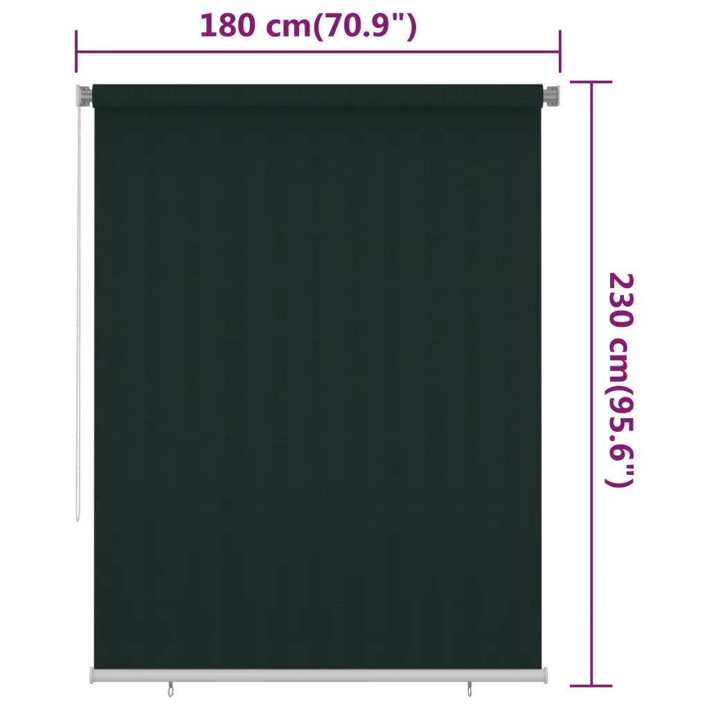 Tenda a Rullo per Esterni 180x230 cm Verde Scuro HDPE 312828