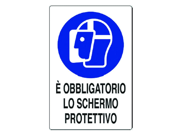 CARTELLO E' OBBLIGATORIO LO SCHERMO PROTETTIVO- - cm.20x30h. in plastica - 10 pezzi