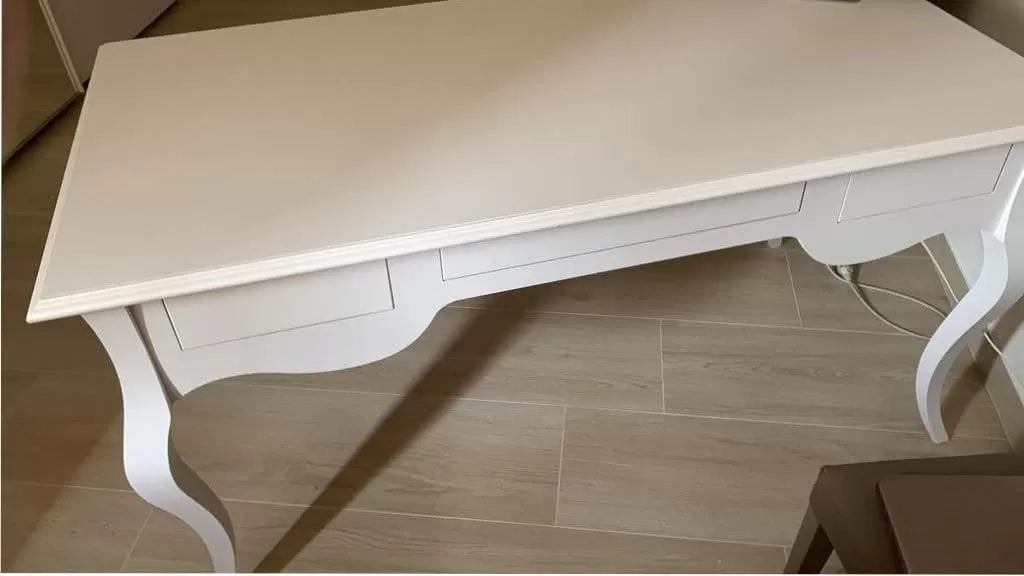 Scrivania arte povera 3 cassetti legno bianco 130x75x80 (1354) - Mobili 2G