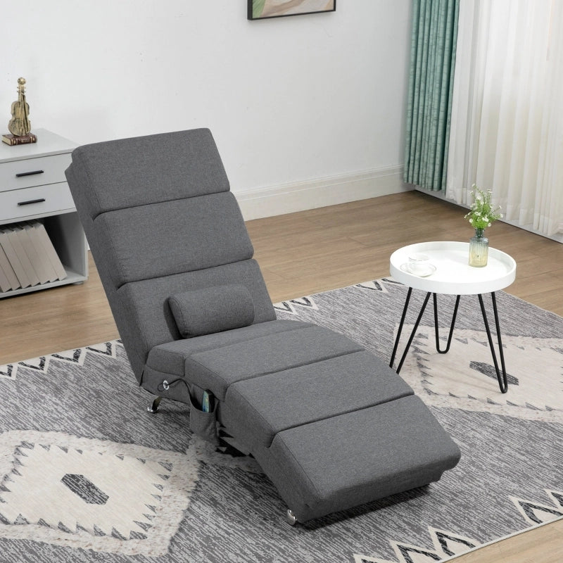 Poltrona relax con funzione massaggio, schienale alto, telecomando cablato, grigio scuro