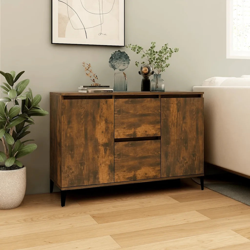 Credenza Rovere Fumo 102x35x70 cm in Legno Multistrato 815165