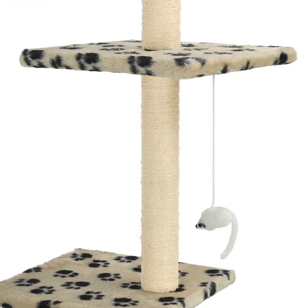 Albero per Gatti e Tiragraffi Sisal 260 cm Zampe Stampate Beige 170535