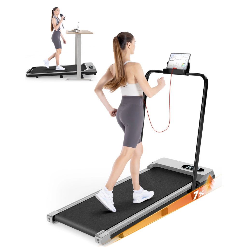 Tapis roulant domestico, Tapis roulant elettrico pieghevole  3 in 1, 2,5 HP, compatto portatile sottobanco, 8 km/h, display LED, 120 kg