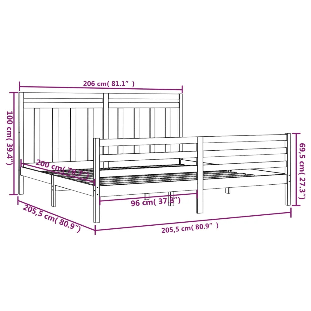 Giroletto-Struttura Letto Bianco in Legno Massello 200x200 cm 503061