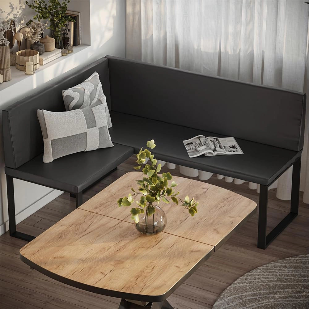 Vicco panca ad angolo Ravon, Nero, 120 x 150 cm