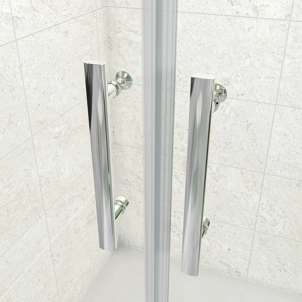 185 cm Box Doccia Angolare Porta Battente Saloon 90 cm Parete Fissa 80 cm Vetro da 6 mm Temperato Anticalcare Barra Stabilizzatrice 45 cm Cromo Lucido