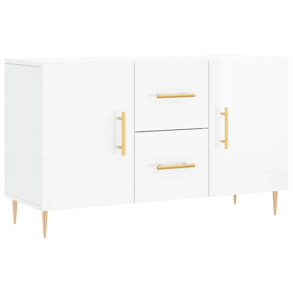 Credenza Bianco Lucido 100x36x60 cm in Legno Multistrato