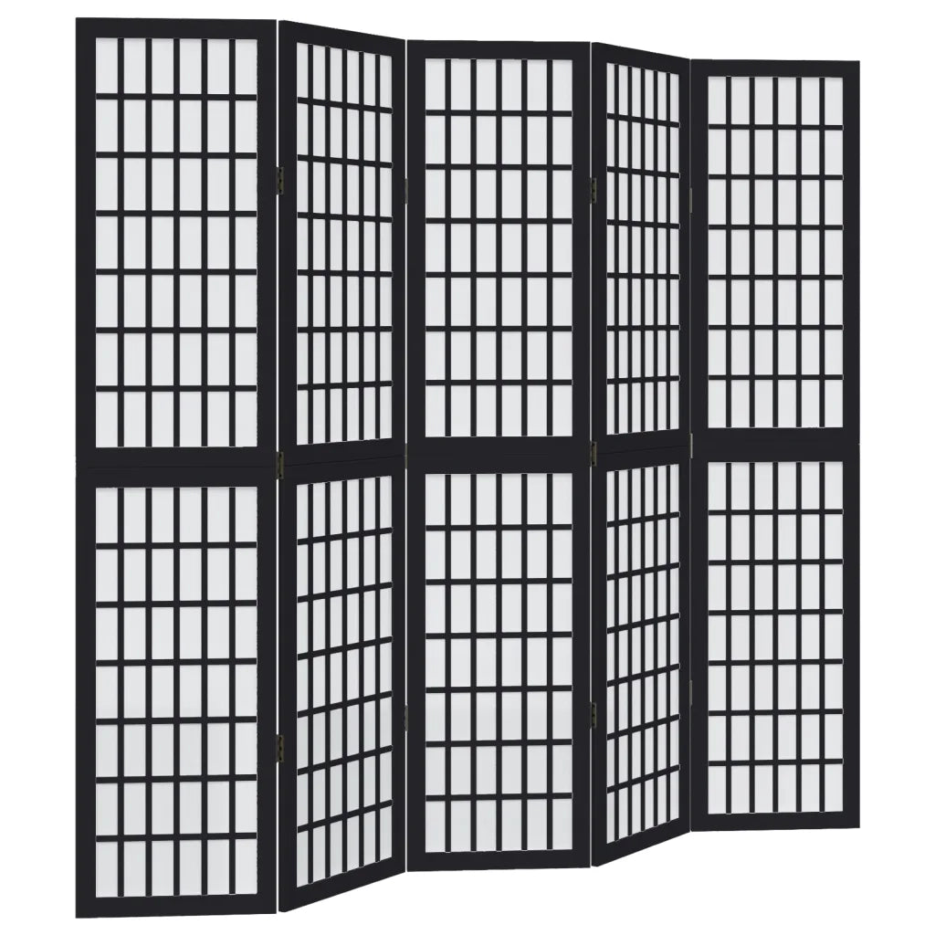Divisorio Ambienti | Divider per stanze | Paravento 5 Pannelli Nero Legno Massello di Paulownia